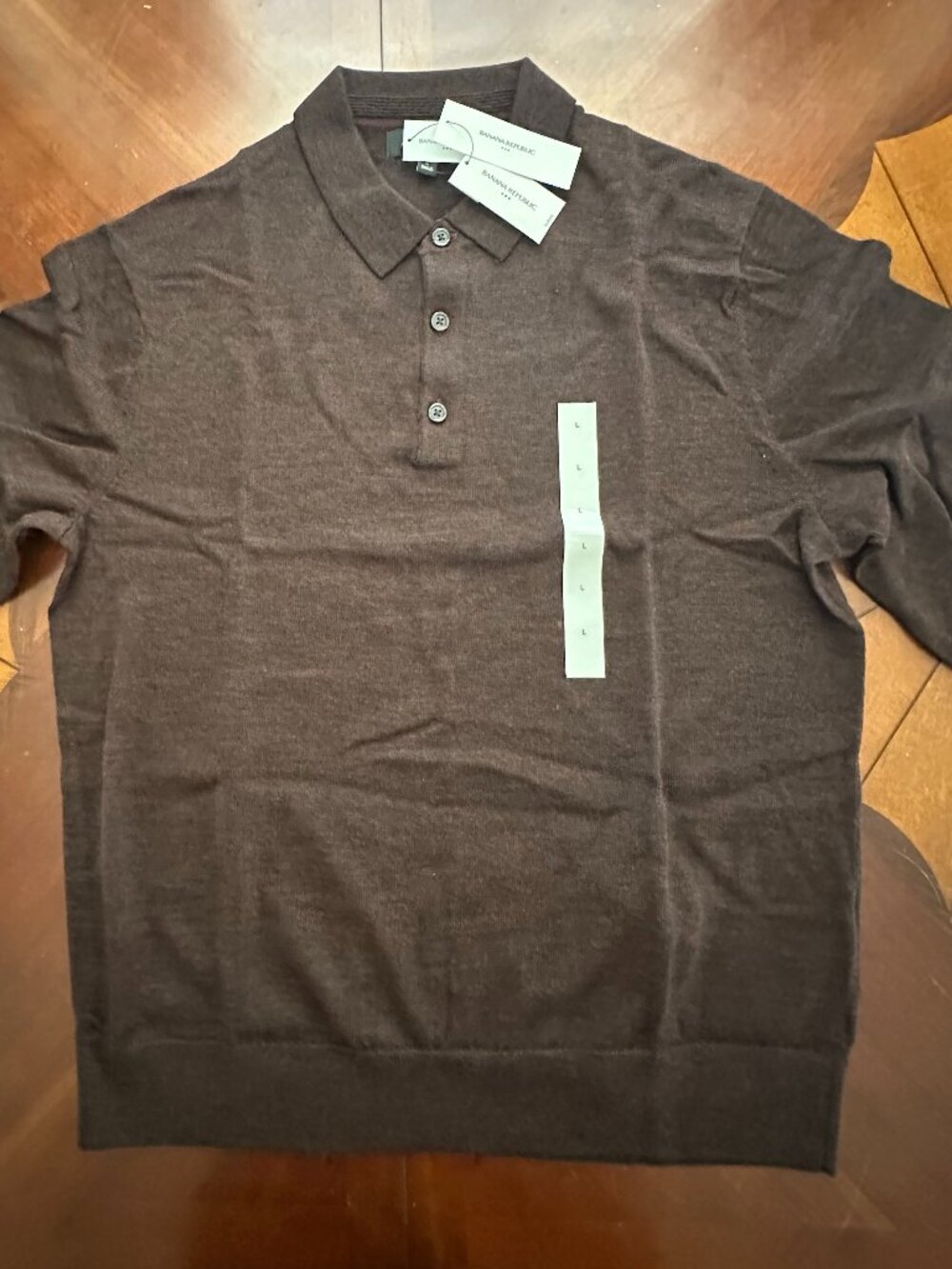 Banana Republic Brown LG Merino Wool Collared Pullover Sweater Retail $95 FLAW